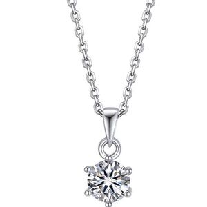 Dazzling 6 Prong Round Pendant Moissanite Solitaire Necklace (1 Ct. VVS1)